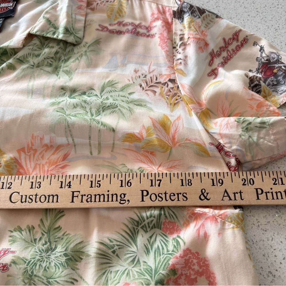 VTG Harley Davidson Tori Richard Hawaiian Shirt Medium Motorcycle Made in USA - Picture 12 of 14